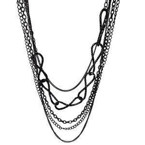 Punk Fashion Black Multi Layer Chain Necklace Steampunk Gothic Jewelry Women